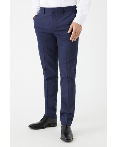 Burton Slim Fit Navy Marl Suit Trousers - Blue