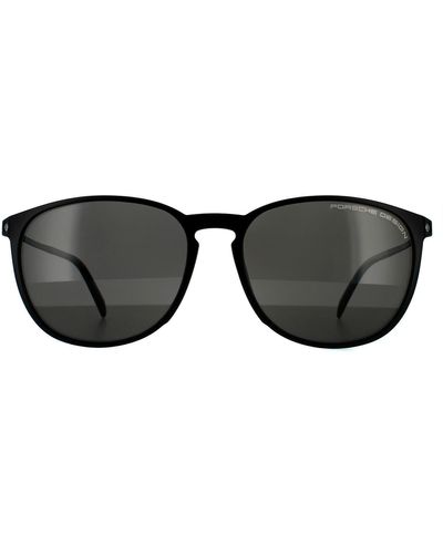 Porsche Design Oval Black Grey Polarized Sunglasses