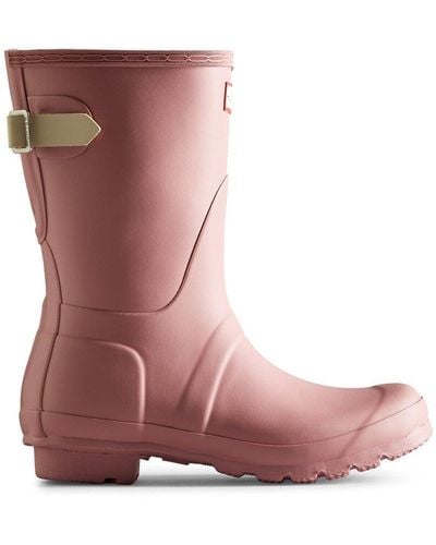 HUNTER 'original' Short Back Adjustable Wellington Boot - Pink