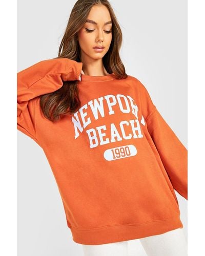 Boohoo Oversized Newport Beach Jumper - Orange