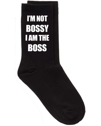 60 SECOND MAKEOVER I Am Not Bossy I Am The Boss Black Calf Socks