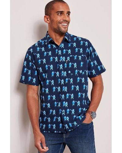 Cotton Traders Short Sleeve Shirt - Blue