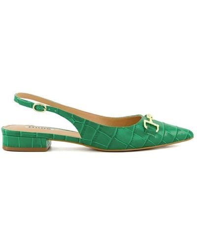 Dune 'hopeful' Leather Ballet Court Shoes - Green