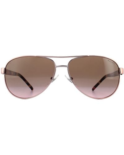 Ralph By Ralph Lauren Aviator Rose Gold Violet Gradient Brown Sunglasses