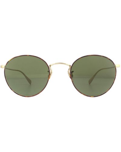 Oliver Peoples Round Gold Tortoise G-15 Green Sunglasses