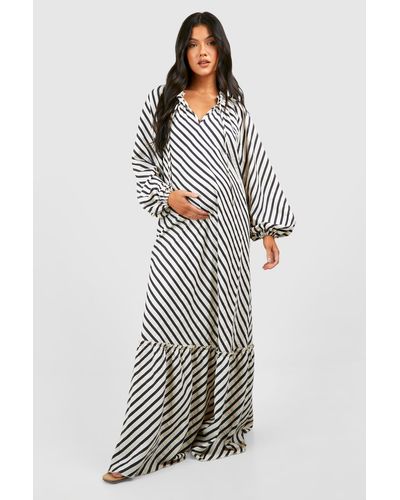 Boohoo Maternity Textured Stripe Midaxi Dress - Black