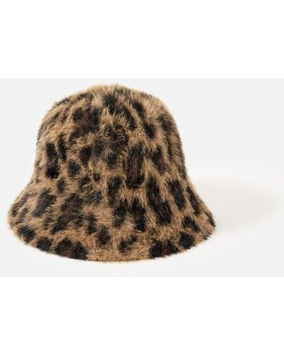 Accessorize Leopard Fluffy Bucket Hat - Multicolour