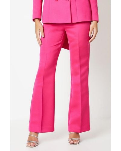 Coast Slim Flare Structured Satin Trouser - Pink