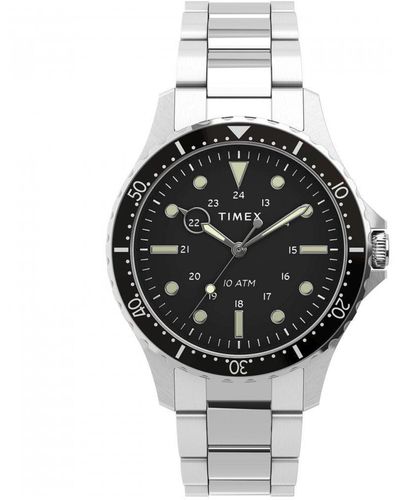 Timex Navy Stainless Steel Classic Analogue Quartz Watch - Tw2u10800 - Black