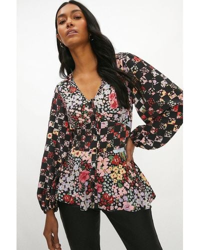 Coast V Neck Mix And Match Printed Top - Multicolour
