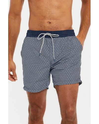 Threadbare 'foz' Geometric Print Swim Shorts - Blue