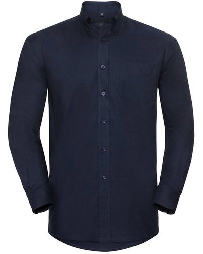 Russell Oxford Easy-care Long-sleeved Shirt - Blue