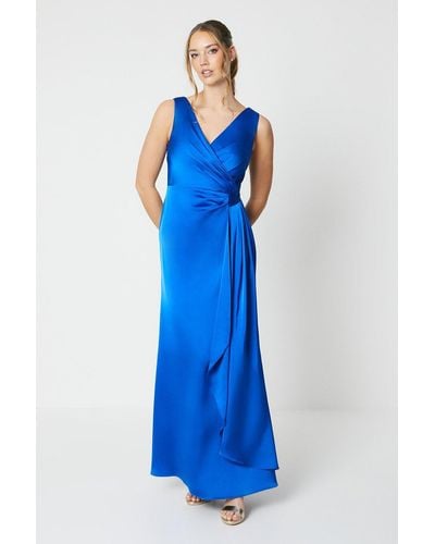 Coast Wrap Front Waist Detail Gown - Blue