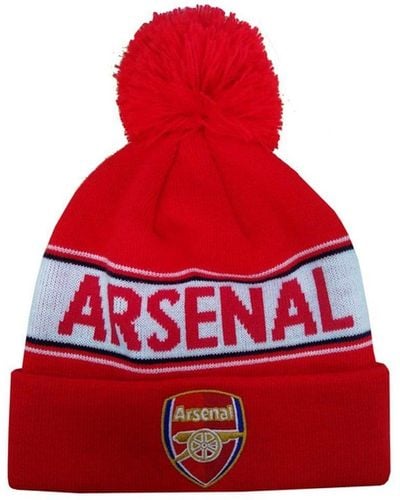 Arsenal Fc Text Cuff Knitted Beanie - Red