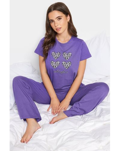 PixieGirl Petite Slogan Pyjama Set - Purple