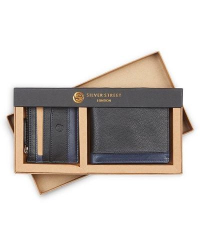 Silver Street London Turin Leather Wallet Gift Set - Blue