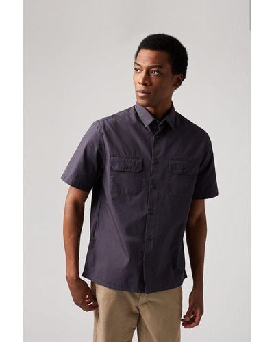 Burton Short Sleeve Grey Utility Shirt - Blue