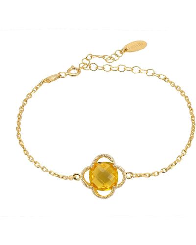 LÁTELITA London Open Clover Flower Gemstone Bracelet Gold Citrine - Metallic
