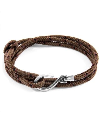Anchor and Crew Heysham Silver And Rope Bracelet - Brown