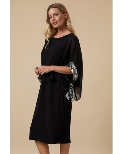 Wallis Petite Sequin Cold Shoulder Overlayer Dress - Black