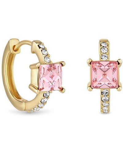 Jon Richard Gold Plated Pink Cubic Zirconia And Radiance Clear Stone Hoop Earrings