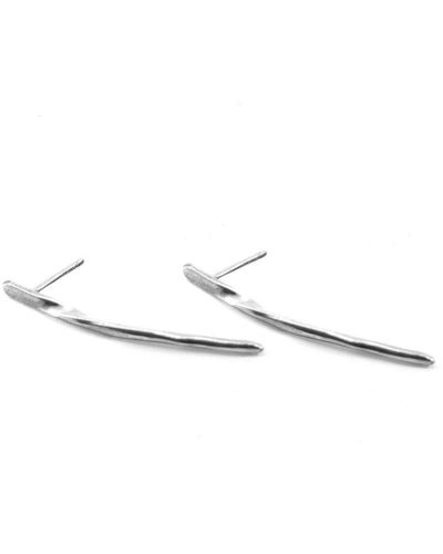 Anchor and Crew Aria Long Twist Silver Earring Studs - Metallic