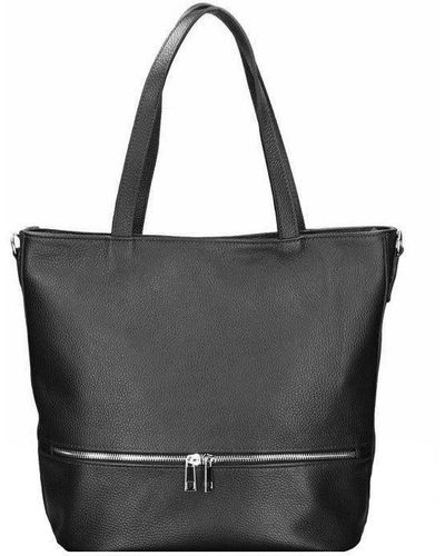 Sostter Black Zip Front Leather Tote - Bayii