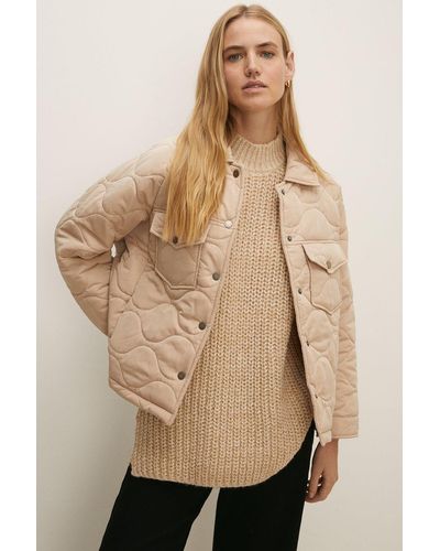 Oasis Quilted Popper Jacket - Natural