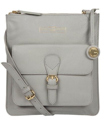 Pure Luxuries 'kenley' Leather Cross Body Bag - Grey