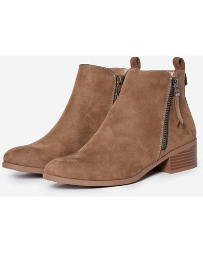 Dorothy Perkins Wide Fit Taupe Macro Zip Boots - Brown