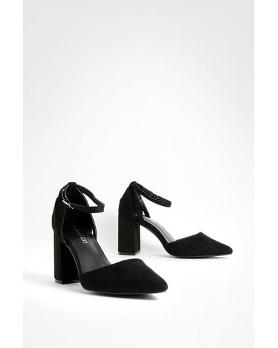 Boohoo Pointed Low Block 2 Part Court Shoes - Black