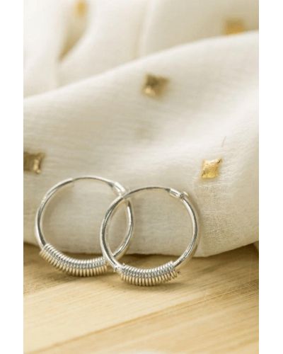 The Colourful Aura Pure Silver Large Spring Bali Asian Tiny Lightweight Dainty Unisex Hoop Earring - Natural