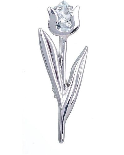 Ojewellery Aquamarine Tulip Brooch - Metallic