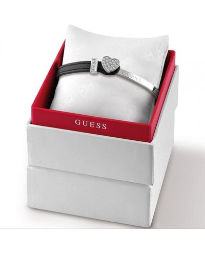 Guess My Gift For You Steel And Leather Heart Jewellery Set - Ubs28019 - Metallic