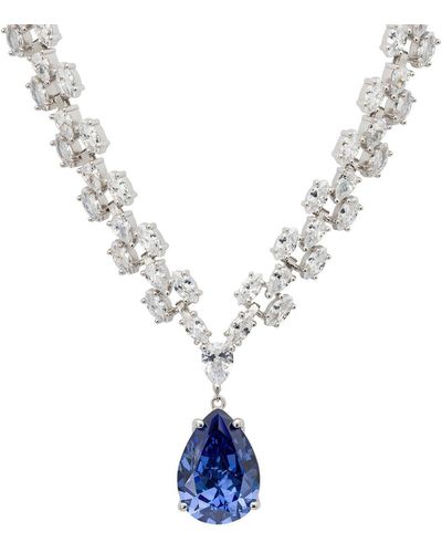 LÁTELITA London Augusta Tanzanite Gemstone Statement Necklace Silver - Blue