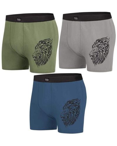 Atlas For Men Lion Stretch Boxer Shorts (pack Of 3) - Green