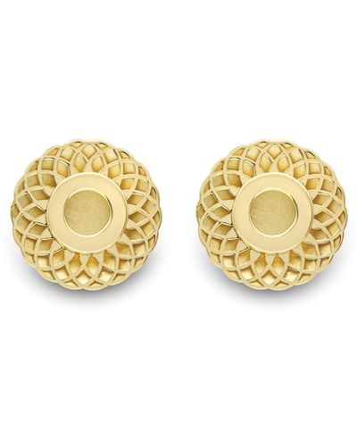 Jewelco London 9ct Gold Spirograph Filligree Donut Button Stud Earrings 10mm - Senr02881 - Metallic