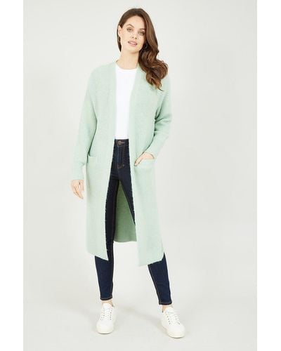 Yumi' Sage Green Knitted Maxi Cardi