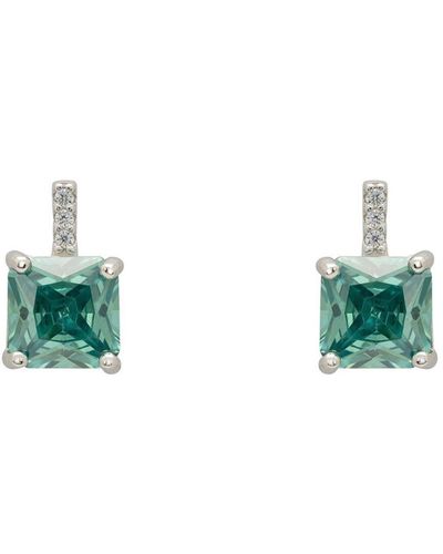 LÁTELITA London Aria Crystal Stud Earrings Jade Green Silver - Blue