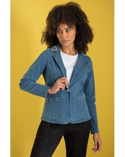 Klass Embellished Denim Jacket - Blue
