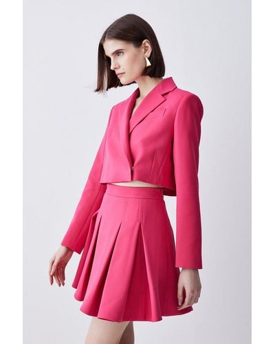 Karen Millen Tailored Pleated Full Mini Skirt - Pink