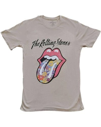 The Rolling Stones Flowers Cotton Logo T-shirt - Grey