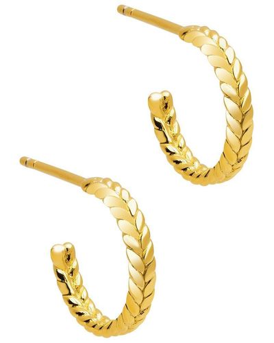 Pure Luxuries London Gift Packaged 'karlee' 18ct Yellow Gold Plated 925 Silver Open Hoop Earrings - Metallic