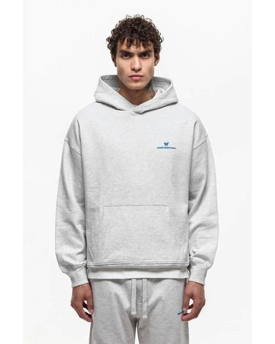 Good For Nothing Oversized Cotton Blend Print Hoodie - Grey