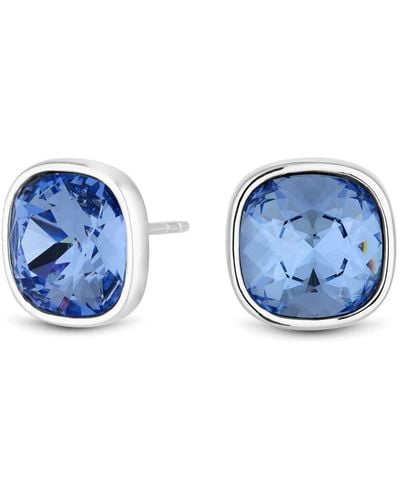 Simply Silver Sterling Silver 925 Blue Crystal Square Earrings