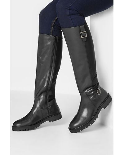 Long Tall Sally Leather Calf Boots - Blue