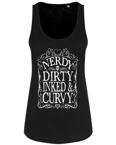 Grindstore Nerdy Dirty Inked & Curvy Vest Top - Black