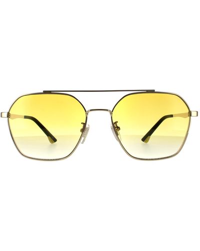 Police Aviator Shiny Gold Yellow Gradient Sunglasses - Metallic