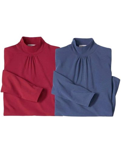 Atlas for women Funnel Neck Top Pack Of 2 - Red