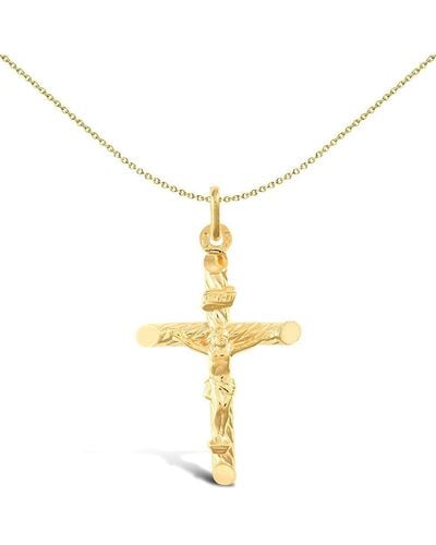 Jewelco London 9ct Gold Twist Inri Crucifix Cross Pendant - Jpx008 - Metallic